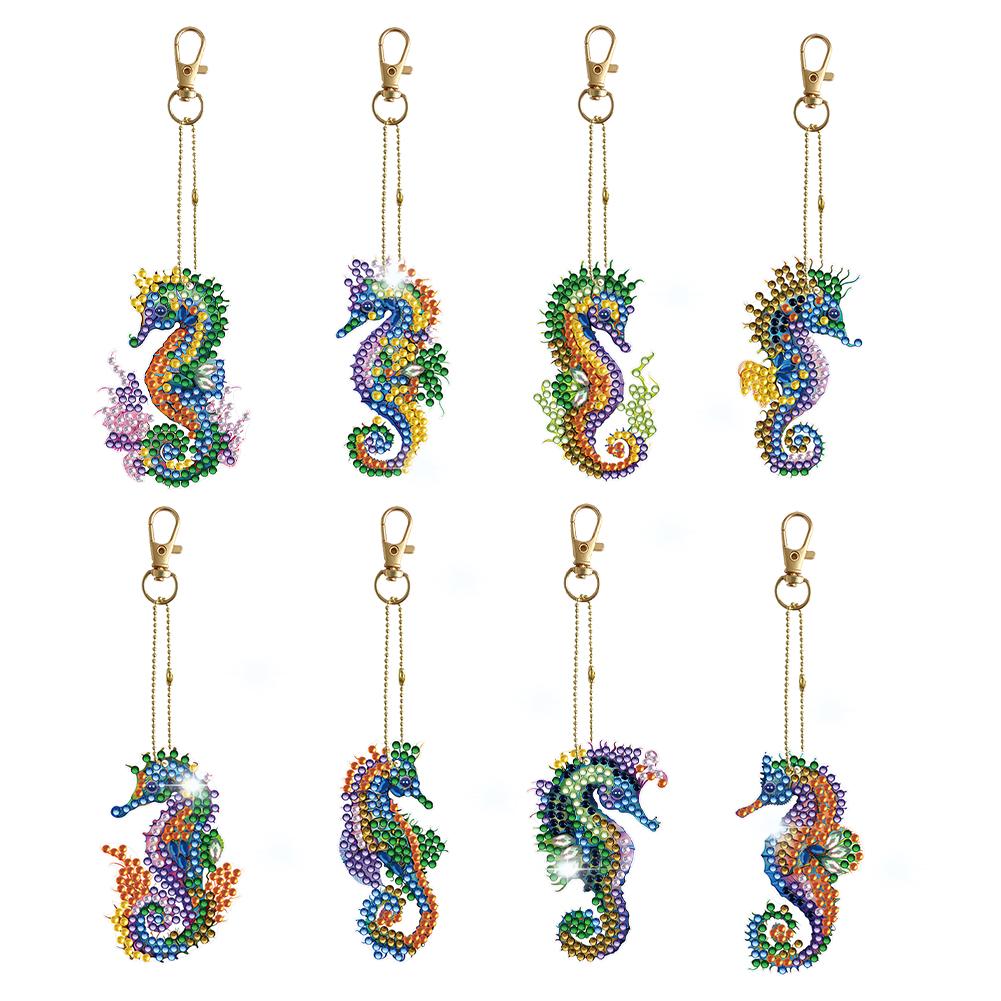 8/5Pcs Diamond Painting Keychain Diamond Mosaic Kit DIY Diamond Art Keychains Rhinestone Pendant Gem Keychains Lady Bag Pendant