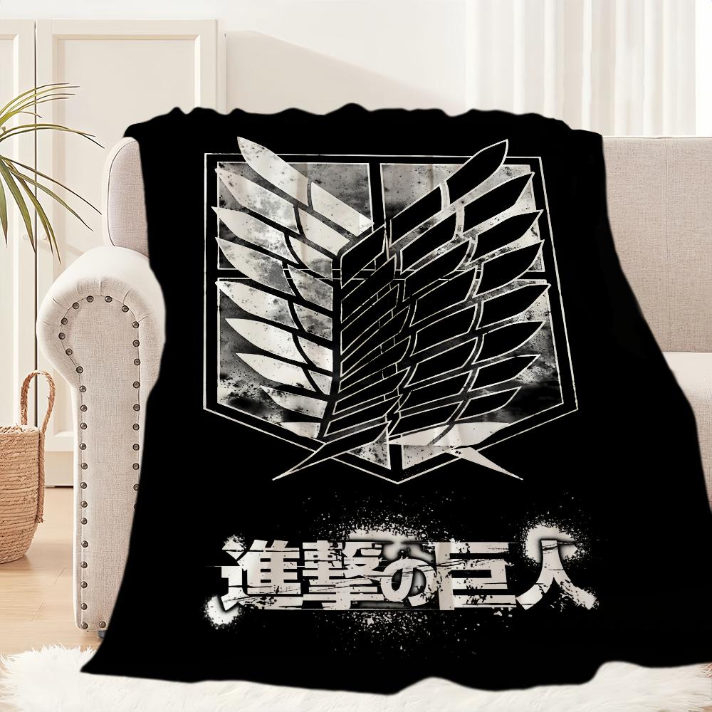 Anime A-Attack O-On T-Titan L-Levi E-Eren Blanket Plush Nap Sofa Rug for Living Room Office Bedroom Birthday Travel Kid Gifts