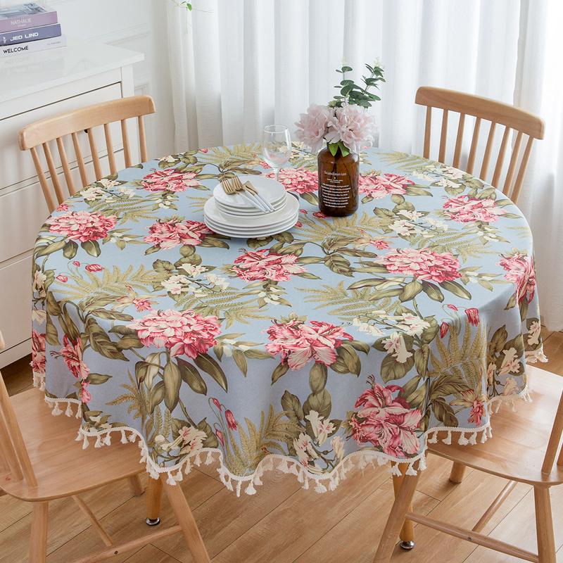 

Весенняя скатерть из полиэстера Круглая цветочная скатерть с принтом Красивая большая цветочная узорчатая крышка стола с кисточками Пыленепроницаемая