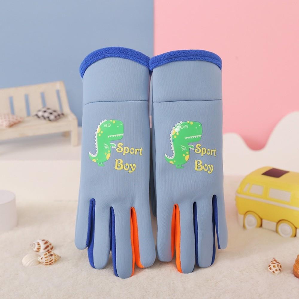 Cartoon Dinosaur Kids Winter Cycling Gloves Windproof Children's Outdoor Gloves  Snowy Day