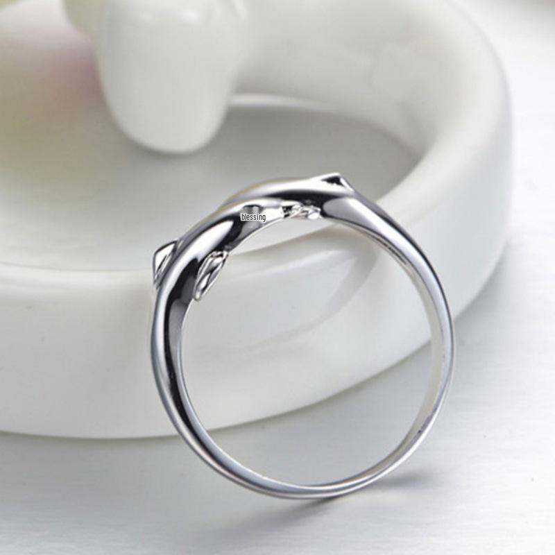 Yin Taifei Double Dolphin Silver Ring: Thai-Inspired, Adjustable, Stylish & Artistic Gift for Women