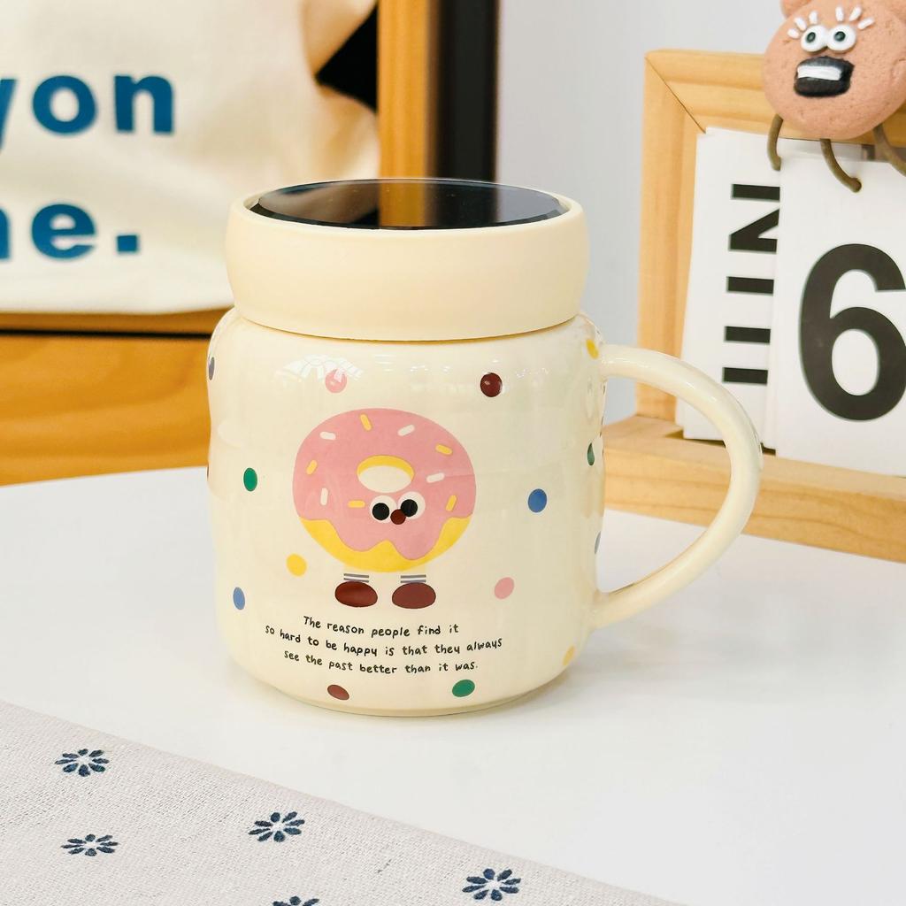 Creative Cartoon Cute Three dimensional Rabbit Ceramic Cup with Lid for Women Playing with Fun Rabbit High Looking Office Household Water Cup