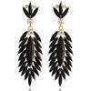 Elegant Feather Drop Earrings With Crystal Waterfall For Formal Events Women