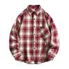 Men's Plaid Button-Up Shirt, Loose Fit Long Sleeve Collared Shirt, Casual Shirt Top