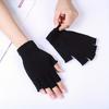 1 Pair Women's Warm And Durable Half Finger Knit Gloves For Cycling