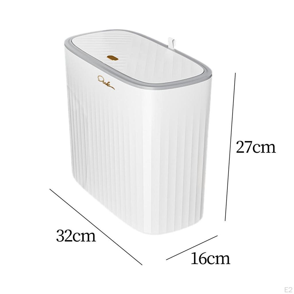 Kosz na śmieci łazienkowy, wąski kosz na śmieci z pokrywką, kosz na śmieci typu Press, kosz na śmieci Nordic do prania