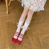 Mesh Sweet Bowknot Socks French Style Mid Calf Socks All Match Ruffle Socks Women  Women