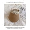 Wide Brim Sun Hat Pearl Decorated Straw Hat Imitation Pearl Beach Hat  UV Protection