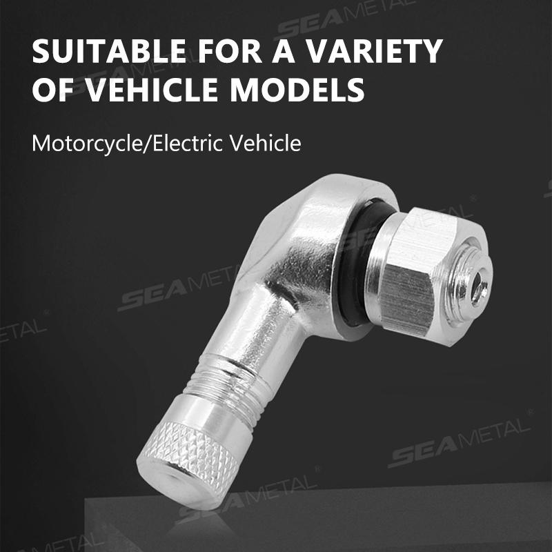SEAMETAL 2PCS Universal Motorcycle Wheel Tire Valves Stem Cap Air Tire Cover 90 Degree CNC Aluminum Alloy Tubeless Valve Stems Valve Stems 1