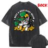 I Need A Beer Right Meow Funny Cat St Patricks Day Washed Tee Shirt Cute Oversized T Shirt Camiseta Vaporwave