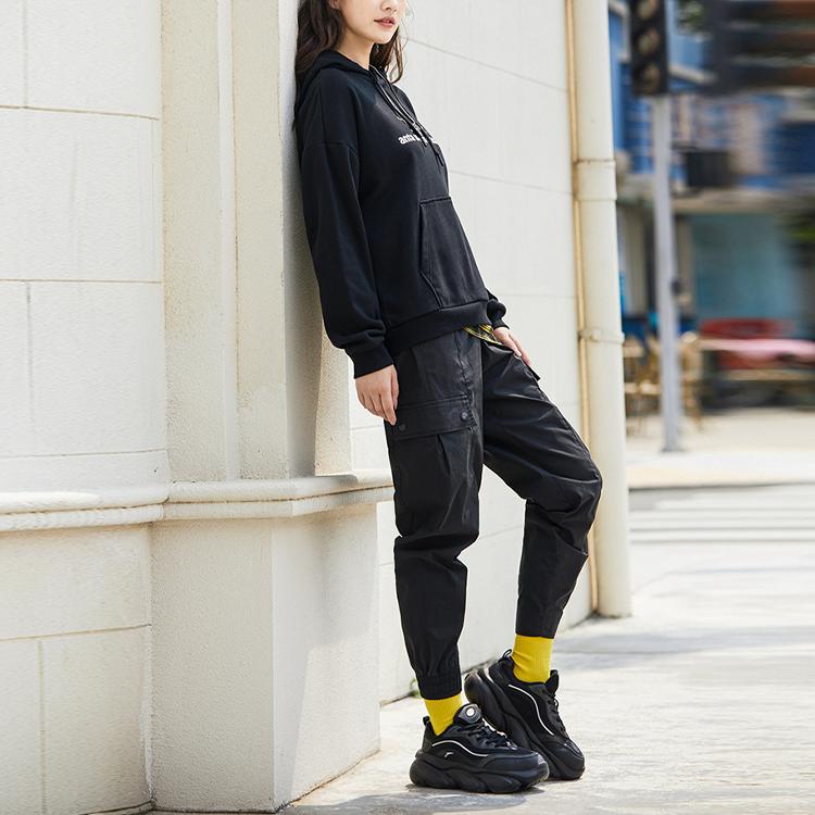 Anta Cartoon Print Pullover Hoodie Women Tops Black 962138712-2