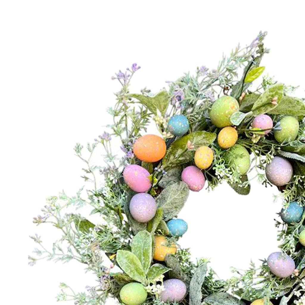 17.72inch Eucalyptus Wreath Ornament Greenery Leaves Artificial Flowers Easter Egg Garland for Party