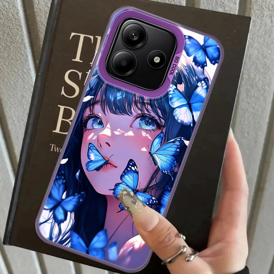 Case for Xiaomi Poco F4 F3 GT C50 C51 X3 Pro X5 X3 NFC Back Phone Cover Cartoon Butterfly Girl