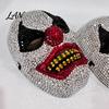 Clown Cosplay Mask Halloween Rhinestone Mask, Creepy Joker Full Face Sparkling Scary for Masquerade Costume Party