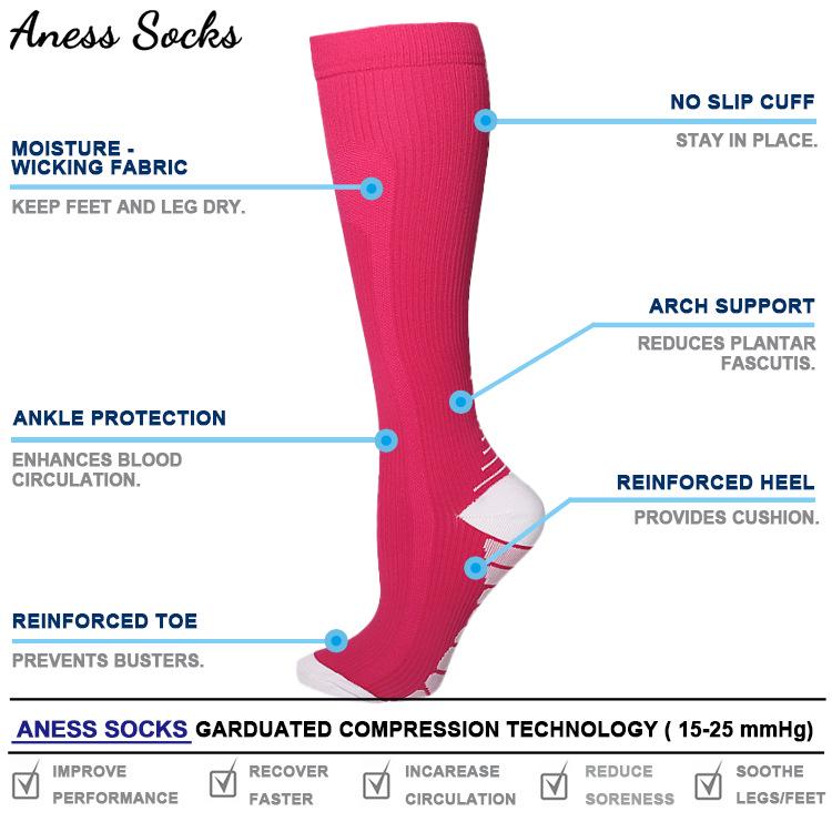 Women's Beautiful Compression Sports Socks for Yoga, Marathon, and Running - Elastic Calf-High Design