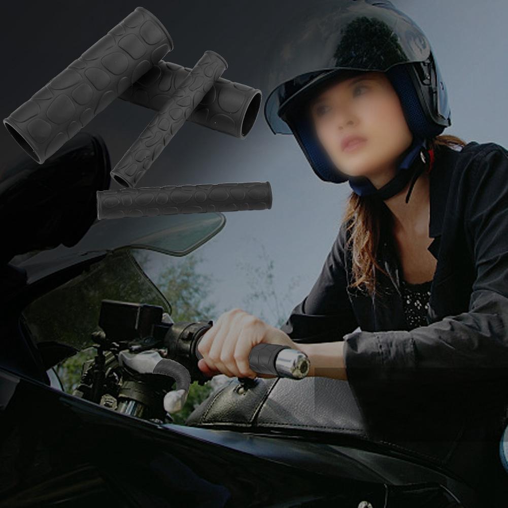 1 Pair Universal Motorcycle Anti Slip Soft Rubber Handlebar Grip Cover  Brake Lever Cover Black