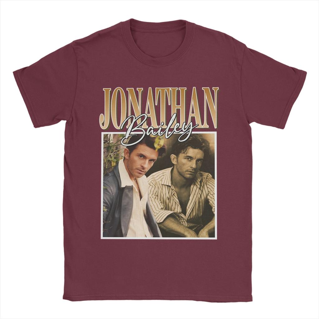 Jonathan Bailey Herren T-Shirts Lässiges T-Shirt Kurzarm Rundhals T-Shirts Reine Baumwolle Übergröße Tops