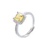 Fashion Four-Claw Square Diamond Ring Women'S Light Luxury High-End Multi-Color Zir*****Pen Ring Jewelry