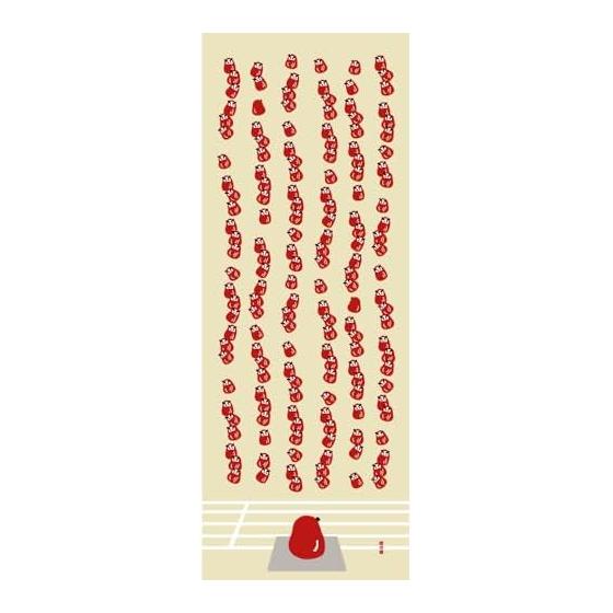 Hamamonyo Funny Tenugui - Daruma s Morning Assembly - 100% Cotton, Approx. 34cm x 90cm