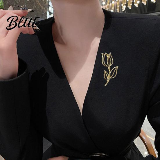 Jewelry Gift Brooch Hollow Tulip Design Anti-Wear Lapel Pin Sweaters