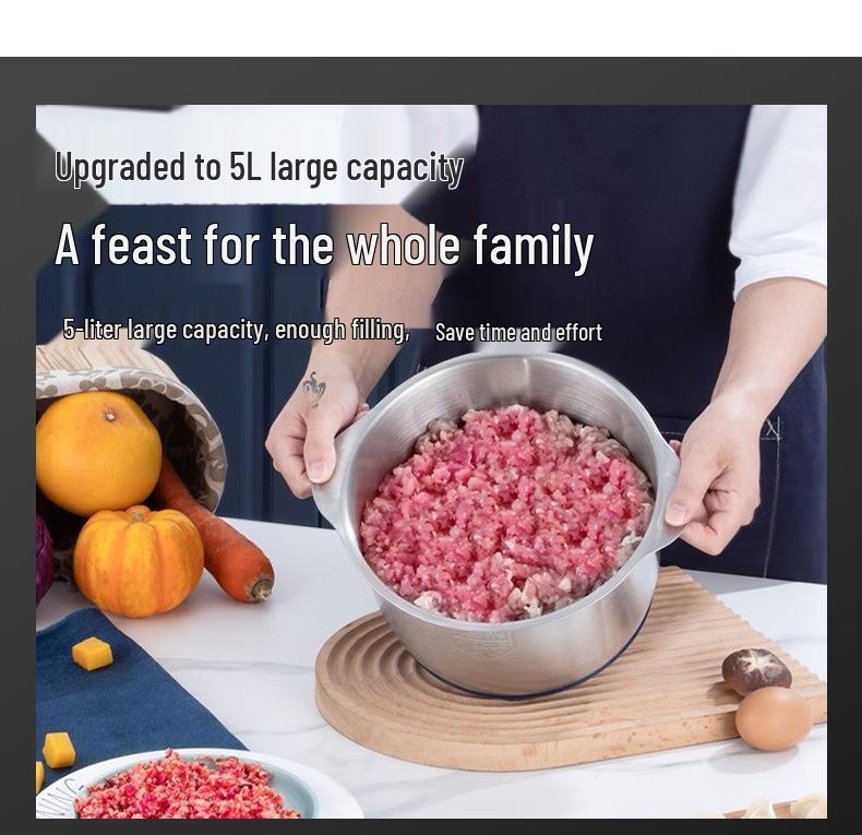 Large Capacity Stainless Steel Meat Grinder & Multifunctional Electric Food Processor for Home Use