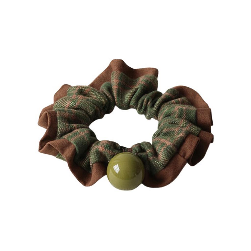 Women's Retro French Hairband With Pearl Beads And Plaid Design For Elegant Occasions