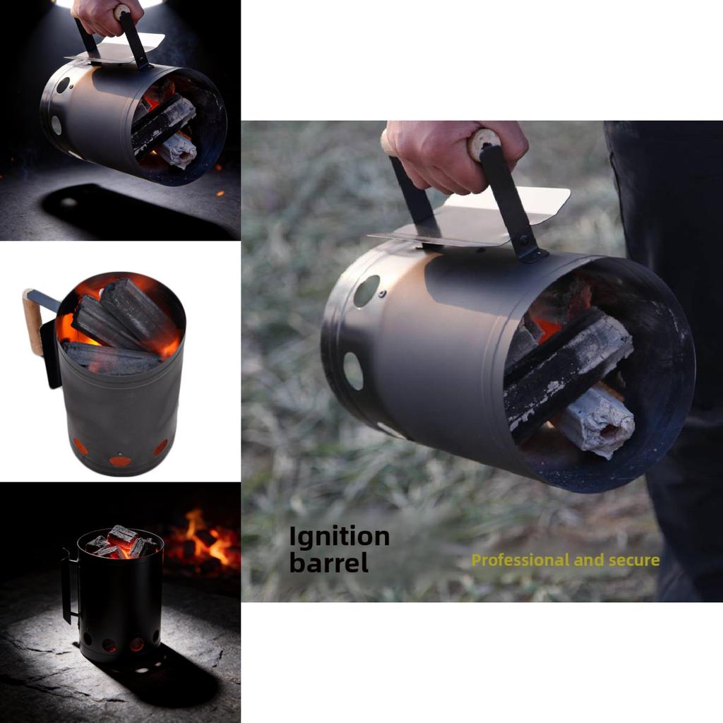 Modern Fire Starter Bucket For Charcoal Barbecue Outdoor Cooking With High Grade Powder Coated Material