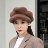 Elegant Plush Beret For Ladies Winter Warm Fleece Beret Fashionable Cloud Octagonal Hat Cold-Proof Woolen Women'S Winter Hat