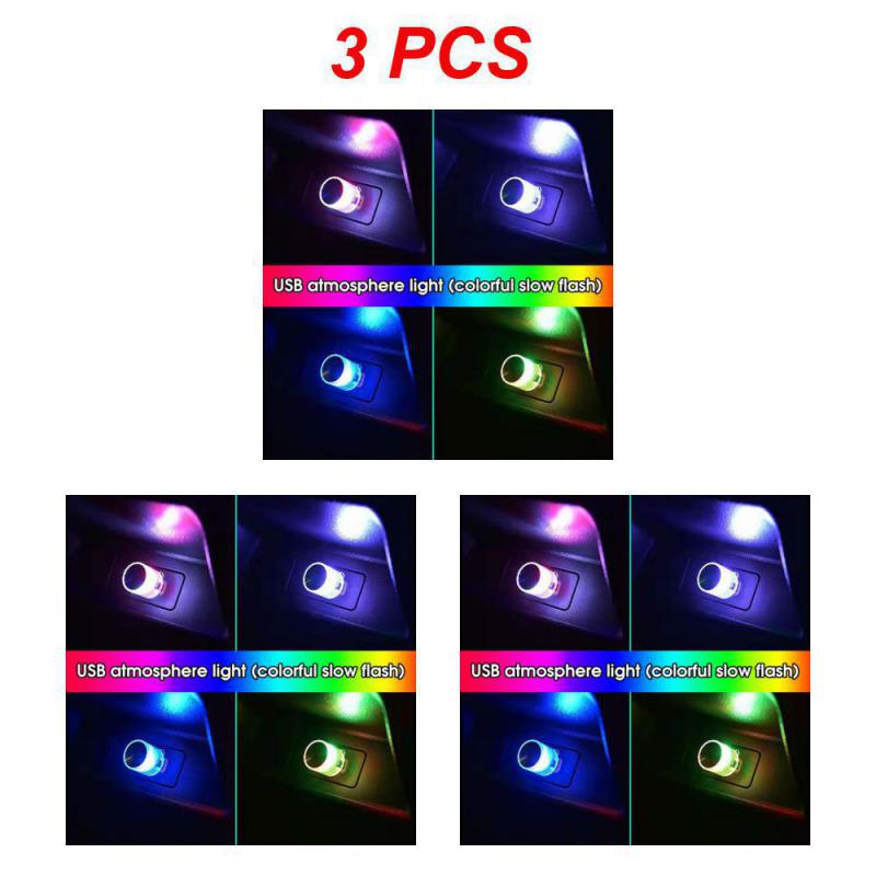 1/3PCS Mini USB LED Lumière d'Ambiance Décorative pour Environnement Intérieur Auto PC Ordinateur Lumière Portable à Brancher