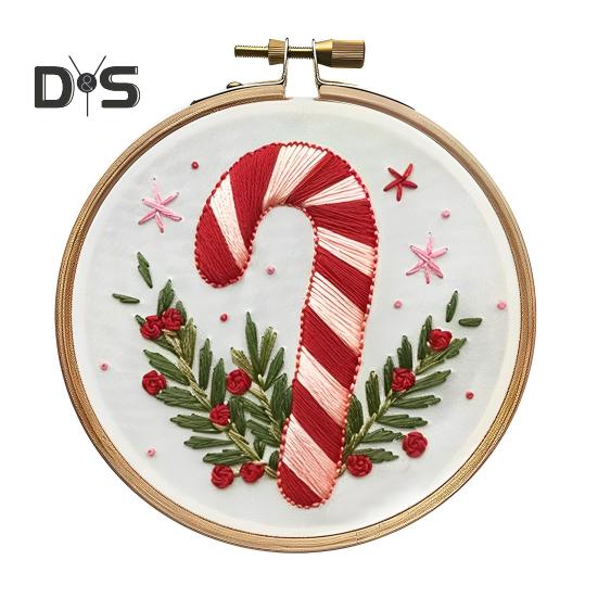Christmas Embroidery Kit Xmas Themed Embroidery Pattern with Hoop Needles Threads DIY Embroidery Set for Adults Beginners