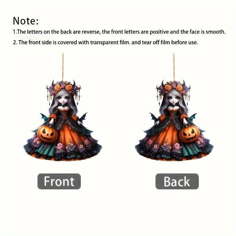 Witch Halloween Pumpkin Pattern Acrylic Pendant For Holiday Decoration Prop