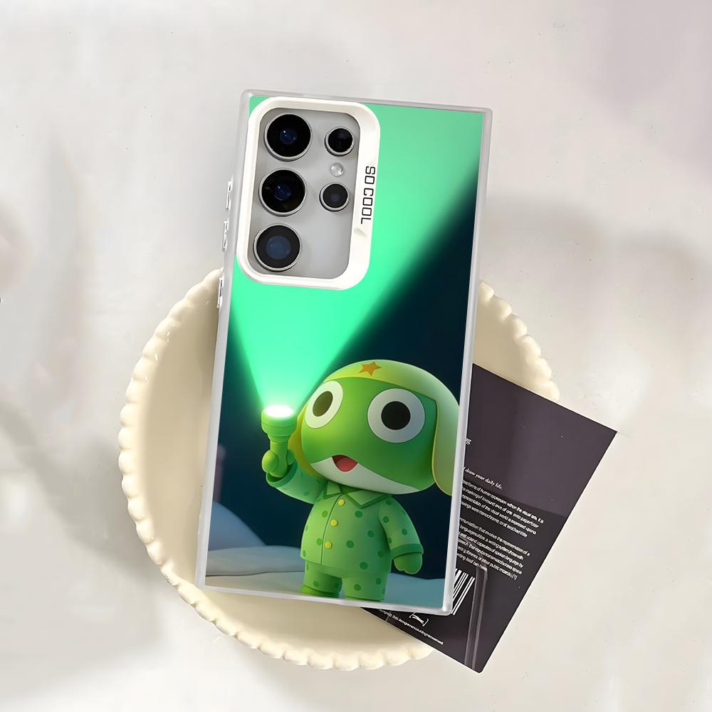 Keroro G-Gunsou Frog Phone Case For Samsung S25 S24 S23 FE S22 S21 S20 Plus Note20 Ultra Silver White Bumper Case Samsung S23