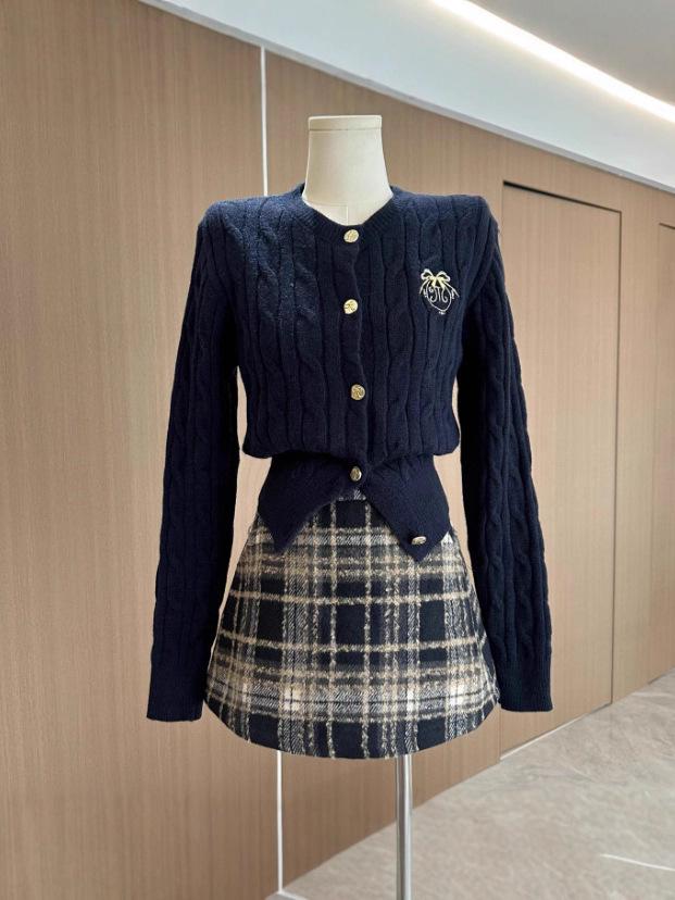 Jupe Midi A-Line à Carreaux - Taille Haute, Coupe Slim, Style Élégant pour le Nouvel An pour Automne/Hiver