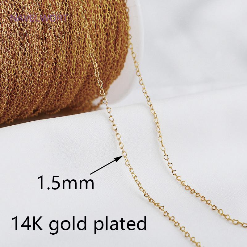 2 Sizes 14K Gold Plated Heart Shape Link Chains Brass Metal Bulk Chains For DIY Bracelet Necklace Jewelry Making Findings