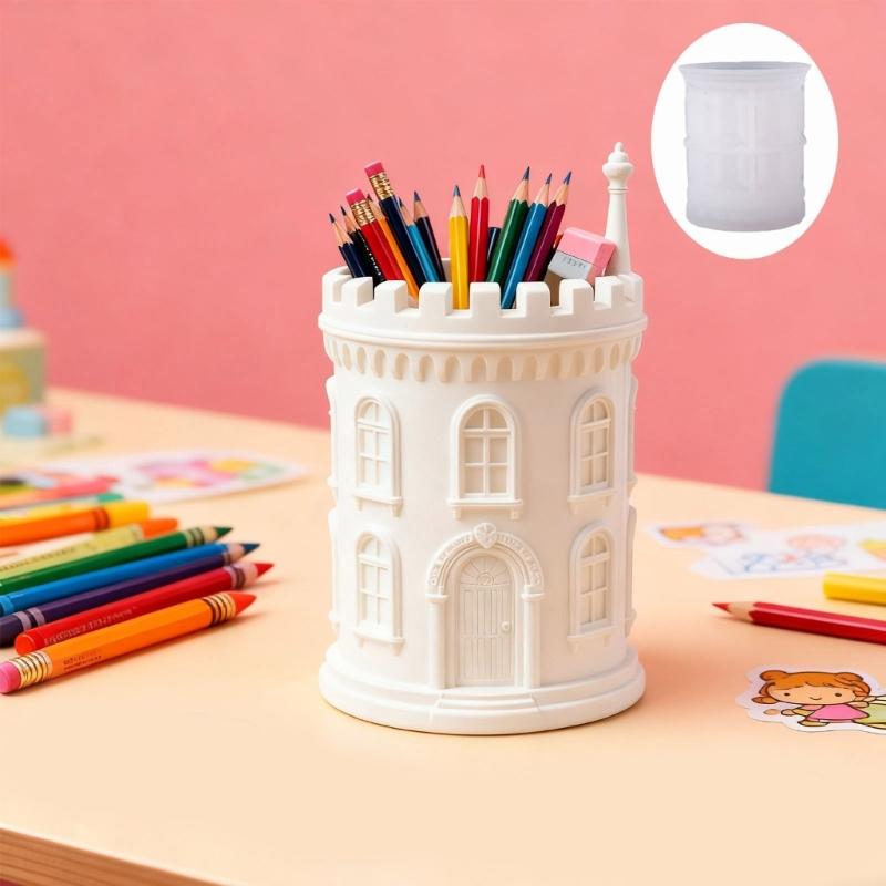 Silicone Planter Molds Castles Shape Crafting Mold for Making Decorative Plant Containers Resin Pieces and Small Holders