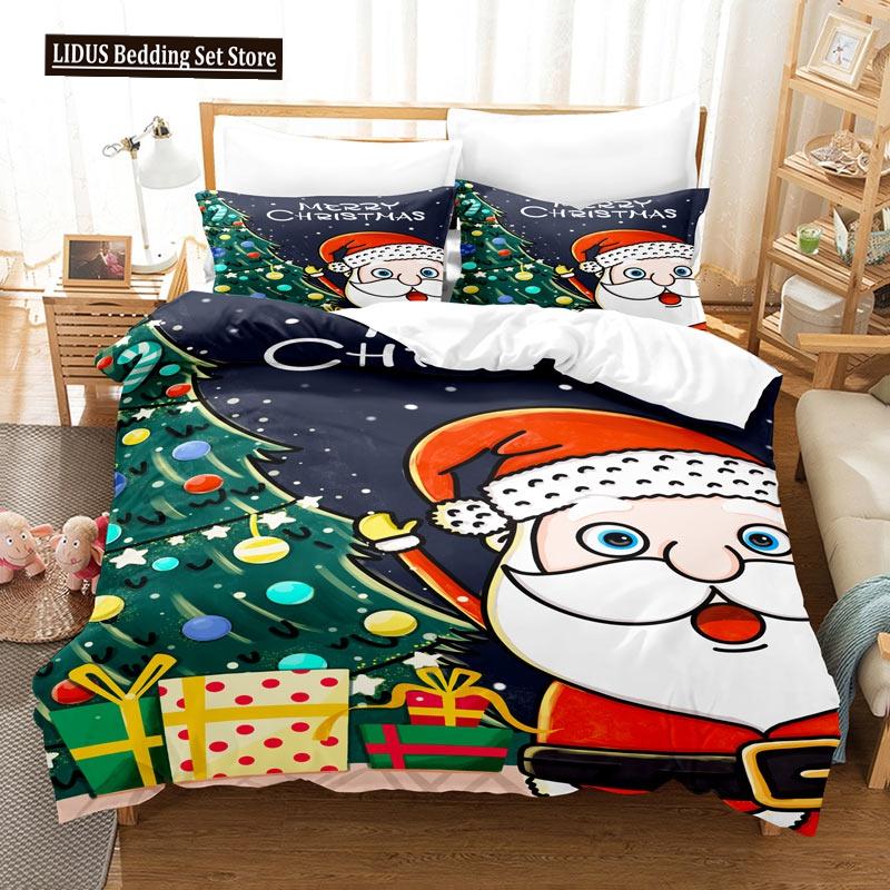 Christmas Duvet Cover Set Candle Pine Cones Gift Festival Celebrated Merry Christmas King Queen For Teens Polyester Bedding Set