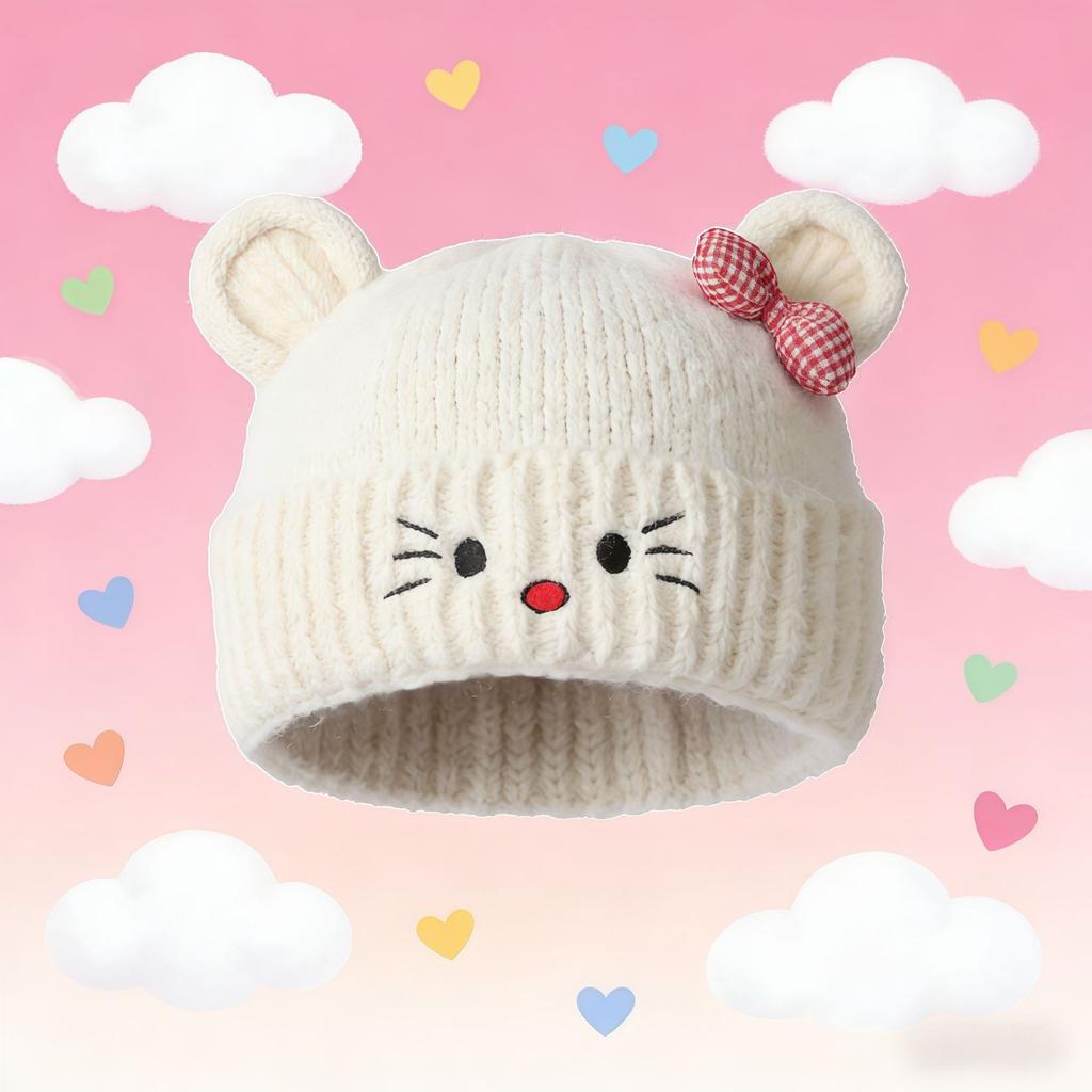 Versatile winter warm hats cute cartoon cat knitted hat student face small wool hat cold hat