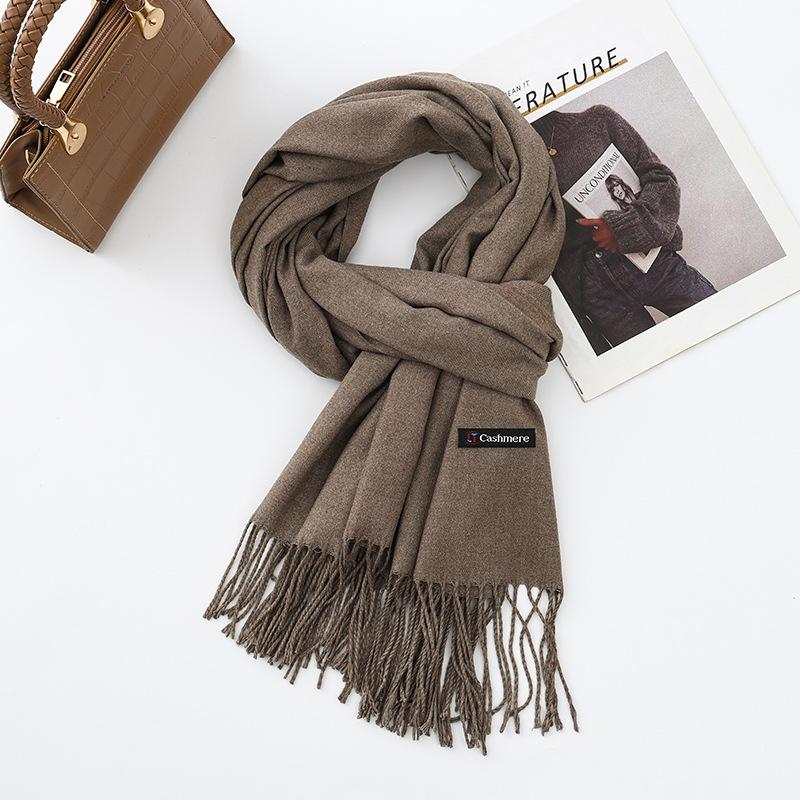 Cotton Solid Color Scarf for Women Winter Warm Wool Cashmere Scarf Autumn and Winter Women's Shawl Scarf Korean Style Atmosphere