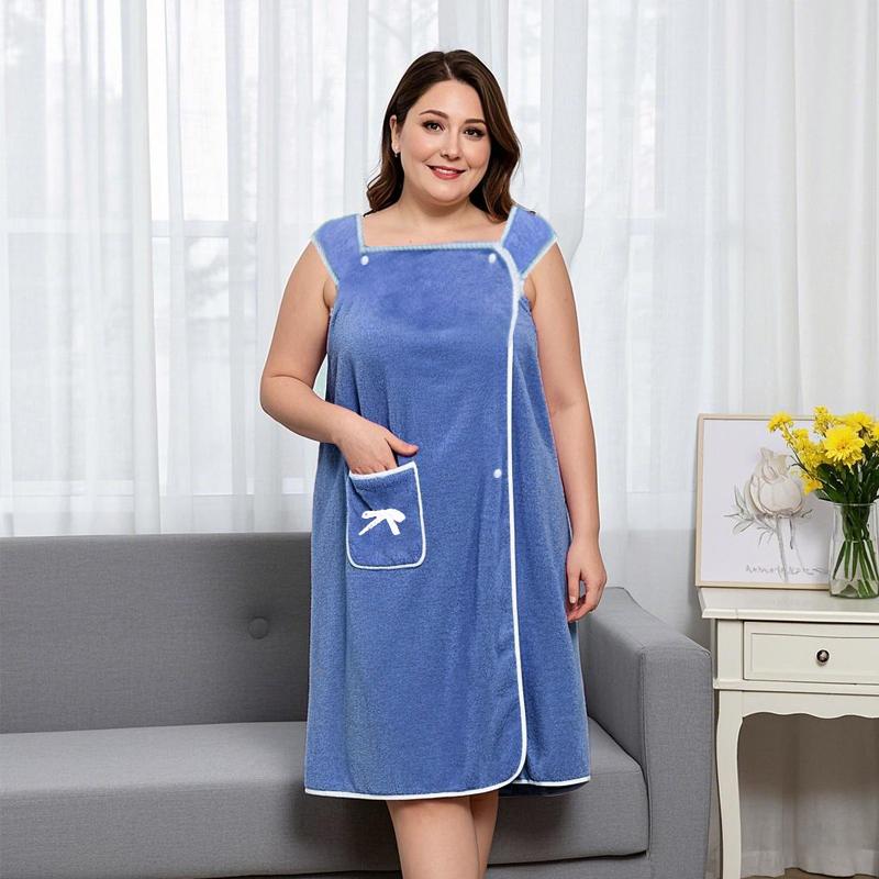 1 Stück Damen Übergröße Tragbares Badetuch - Niedliche Schleife Weicher Duschrock für Damen - Verstellbarer Bademantel mit Tasche für Zuhause und