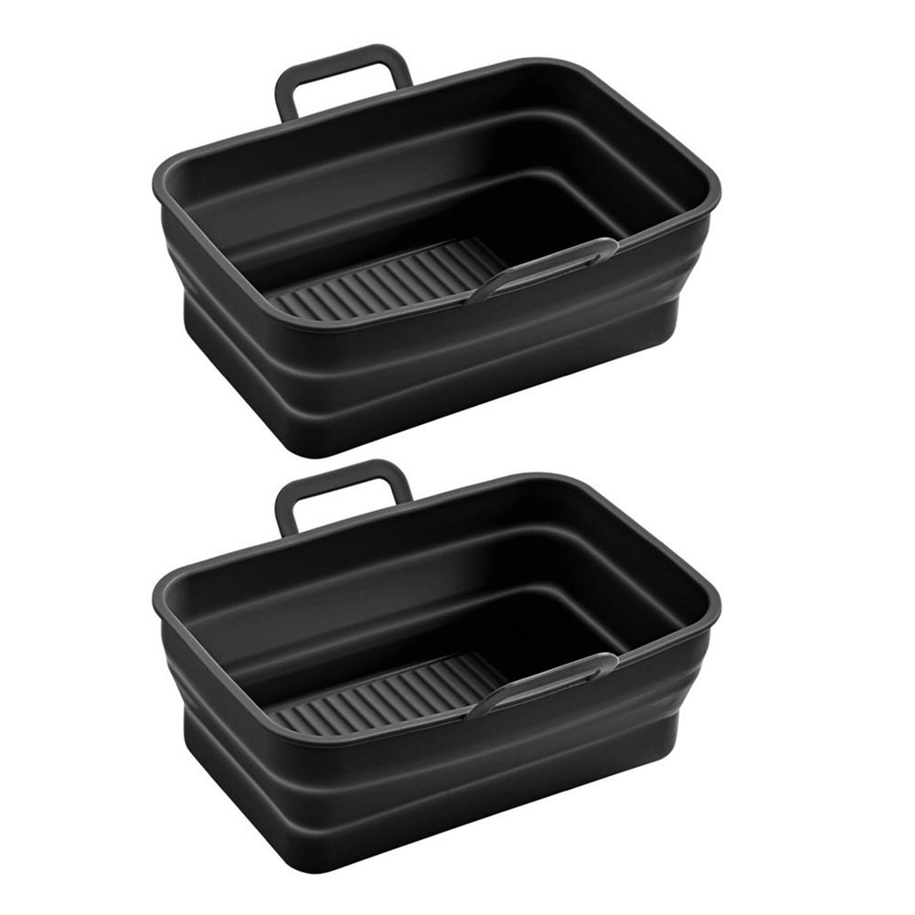 

2pcs Rectangle Air Fryers Basket Silicone Oven Baking Tray Heat-insulation Non-stick for Home Kitchen Oven Steamer Cooker чорний