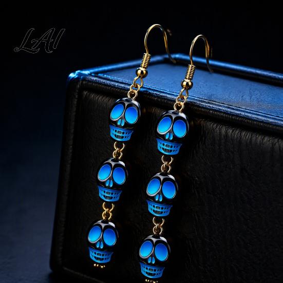Dark Style Accessories 1 Pair Acrylic Halloween Earrings for Women Triple Skulls Drop Dangle Cosplay Party Jewelry Earrings Gothic Gifts Holiday