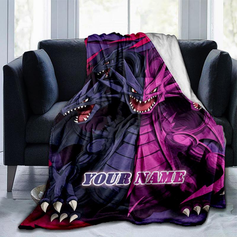 1PC Custom Name "Dragon Fantasy Artwork" flannel blanket versatile,all-season throw suitable for the living room,bedroom,camping,travel,and gift