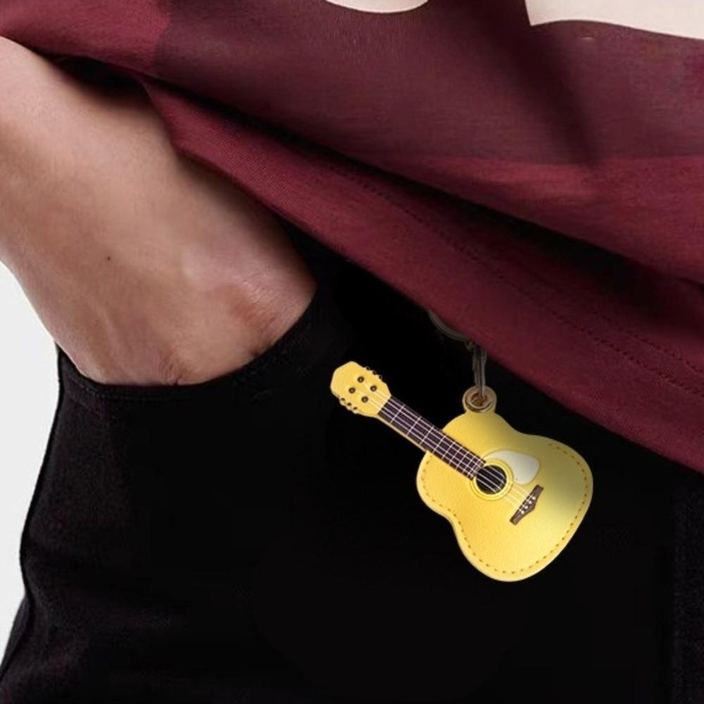 PU Leather Guitar Pendant Keyring Creative Access Control Card Keyfob  Gift for Guitar Enthusiast
