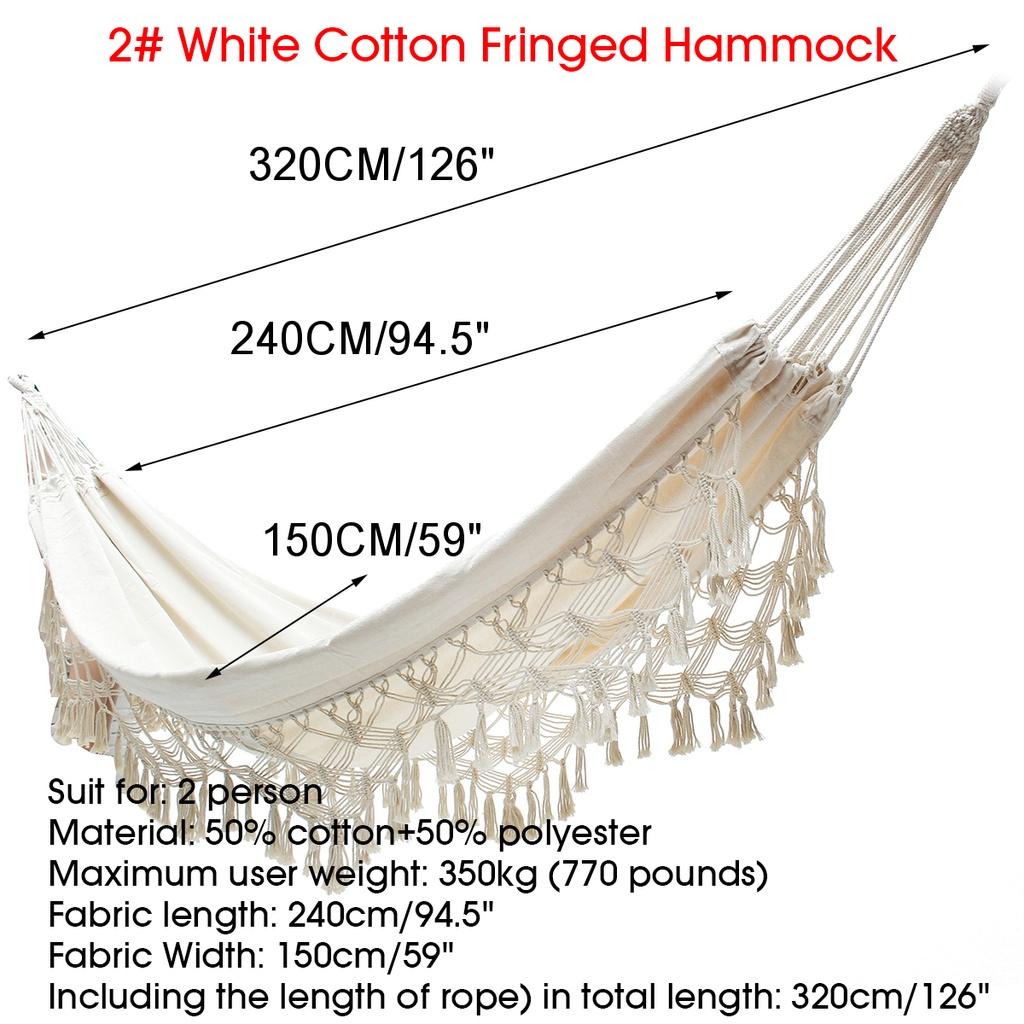 2 Person Large Hammock Boho Style Brazilian Macrame Fringed Deluxe Double Hammock Net Swing Chair Hanging Swing New