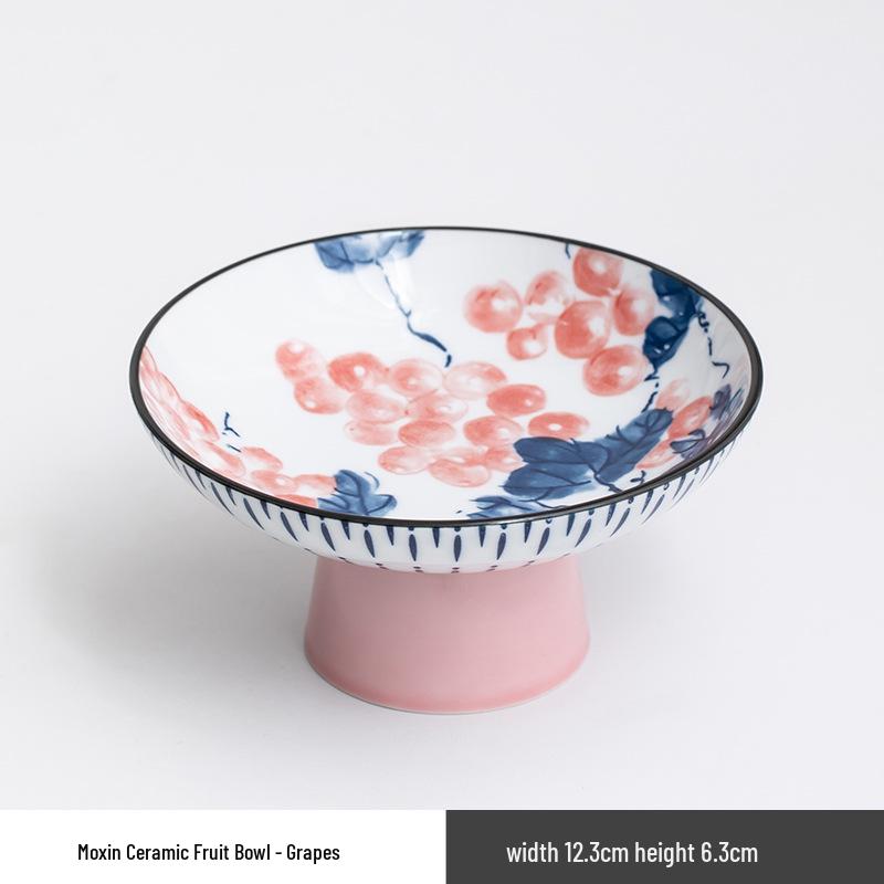 

Chinese Style Blue & White Porcelain High-Footed Fruit and Snack Plate