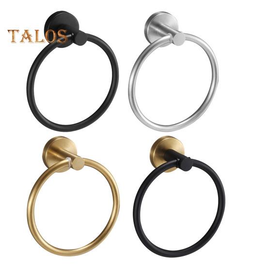 Suction Cup Towel Ring Wall-Mounted Metal Holder Solid Color Easy To Install Bathroom Hand Towel Holder Hanger Hook
