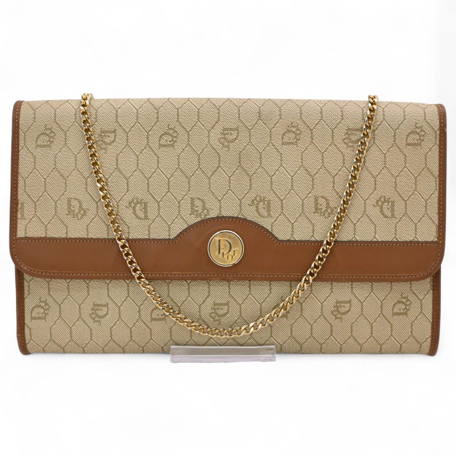 

Auth DIOR Honeycomb Pattern Chain Shoulder Bag PVC Leather Women’s di6616cc