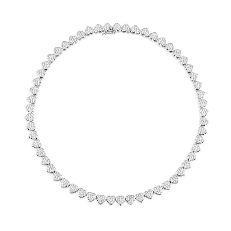 APM Monaco Heart-to-heart exquisite love clavicle chain light luxury fashion necklace for women AC6401OX серебряный