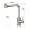 Modern Single Handle Kitchen Faucet with 360° Swivel Pull Out Sprayer Stainless Steel Single Hole Sink Faucet for Hotels