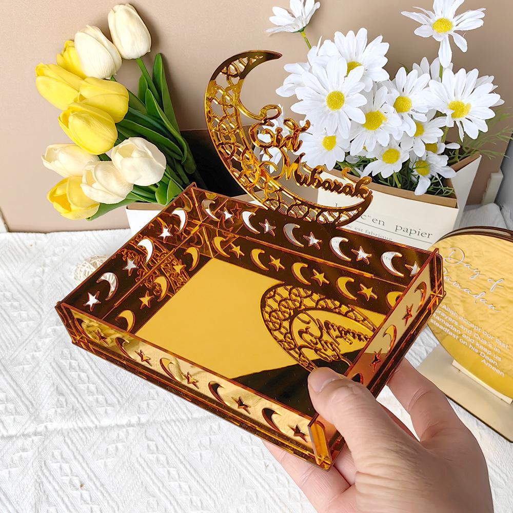 Eid Candy Tray Table Decoration Snack Dishes Box Islam Muslim Festival Party Supplies Ramadan Acrylic Holder Home Decor Supplies